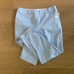 Talbots  Blue & White Gingham Perfect Crop Pants Women's Size 8